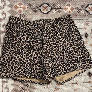Abercrombie & Fitch Leopard Print Jean Shorts - Tan & Black
